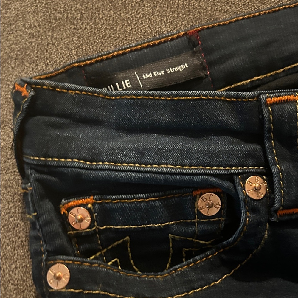 True Religon Billie Mid Rise Straight Jeans